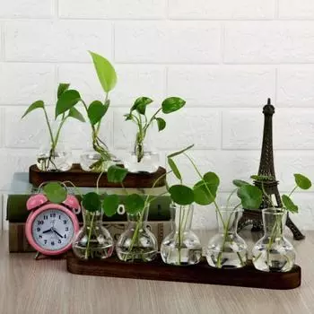 Ретро гидропонные растения контейнер деревянный поднос растения кашпо креативные растения ваза настольный 3 Bottles