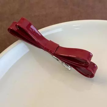 Ретро Глянцевая Кожа Бант Заколки для Волос Ободок Зажим для Челки для Женщин Девушек Простые Милые Заколки Шпильки Модные Аксессуары для Волос