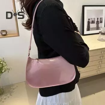 Ретро глянцевая сумка через плечо женская однотонная искусственная кожа подмышечная сумка повседневная сумка хобо водонепроницаемая сумка для повседневной жизни путешествий вечеринок красный