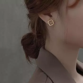 Ретро-гонконгский стиль квадратные серьги-гвоздики женские французские нишевые простые темпераментные нежные геометрические серьги серьги золотой