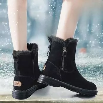 Ретро горячие ботинки женские 2024 новые осень/зима новые мягкие кожаные мягкие подошвы модные универсальные повседневные легкие короткие ботинки 35 чёрный