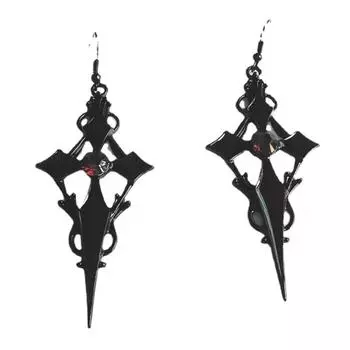 Ретро готика черные бриллианты крест серьги Европа и США панк хип-хоп преувеличенные серьги One Size чёрный