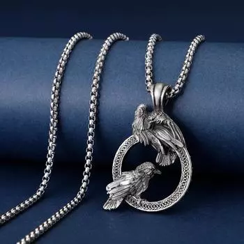 Ретро готика, хип-хоп, панк, подвеска в виде вороны, мужское ожерелье, модные персонализированные мужские и женские аксессуары 60CM серебряный