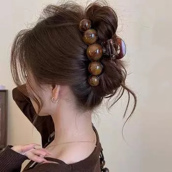 Ретро градиентный заколка для волос с бусинами 11 см женская геометрическая пластиковая заколка большой зажим модная заколка для волос аксессуары для волос