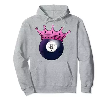 Retro Graphic Billiard Snooker Billiard Cue 8 Ball Chalk Hoodie серый