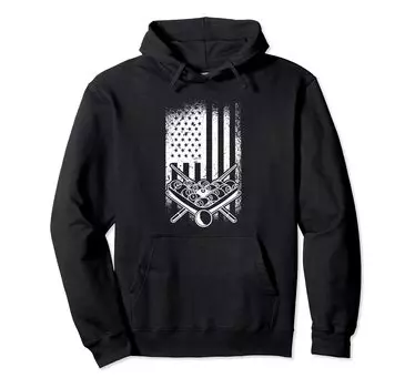 Retro Graphic Pool Billiard Snooker Billiard Cue 8 Ball Chalk Hoodie чёрный