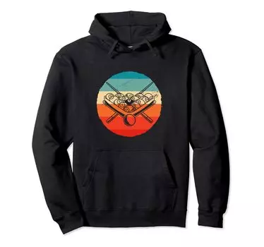 Retro Graphic Pool Billiard Snooker Billiard Cue 8 Ball Chalk Hoodie чёрный