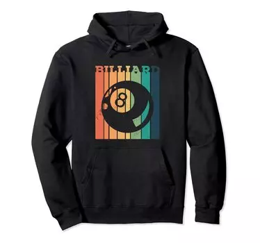 Retro Graphic Pool Billiard Snooker Billiard Cue 8 Ball Chalk Hoodie чёрный