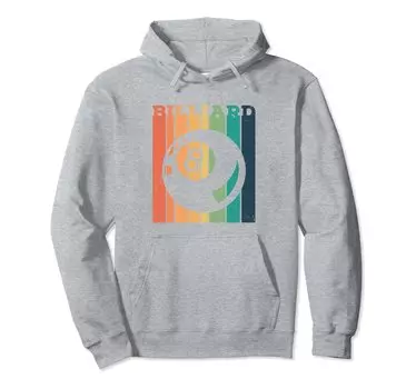Retro Graphic Pool Billiard Snooker Billiard Cue 8 Ball Chalk Hoodie серый