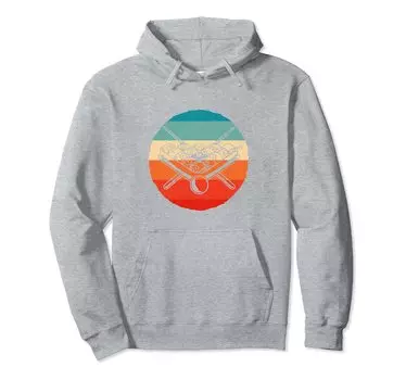 Retro Graphic Pool Billiard Snooker Billiard Cue 8 Ball Chalk Hoodie серый