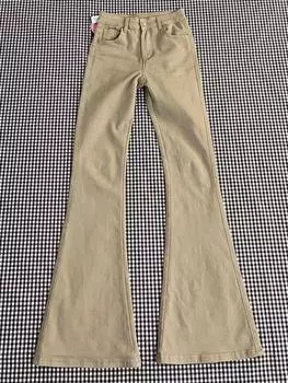 Ретро хаки слегка расклешенные джинсы женские элегантные новые горячие девчачьи обтягивающие прямые подковообразные брюки уличная одежда Y2k повседневные длинные брюки S хаки