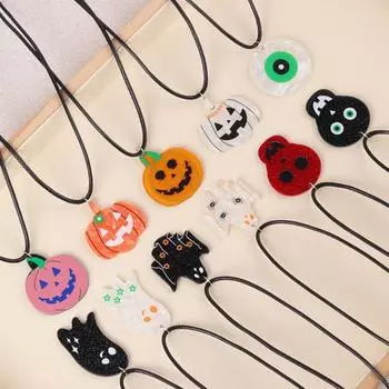 Retro Halloween Necklace Pendant Skull Acrylic Necklace Fashion Halloween Themed Necklace Cosplay style 4
