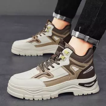 Retro high-top tooling shoes men s autumn and winter new British trend Martin boots thick-soled heightening and wear-resistant outdoor men s shoes 39