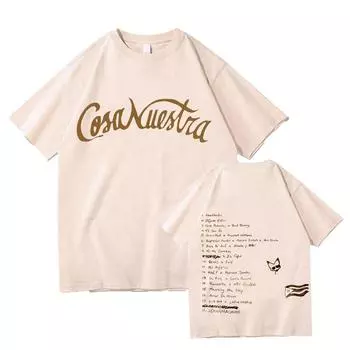 Ретро хлопковая одежда Rauw Alejandro Cosanuestra футболки унисекс высококачественные футболки новые летние топы с коротким рукавом и круглым вырезом футболка Y2K XS чёрный