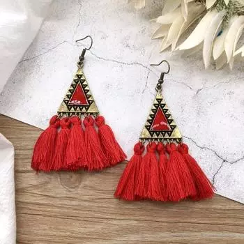 Retro holiday style temperament fringed earrings Internet celebrity long female personality versatile earrings ethnic style ear jewelry