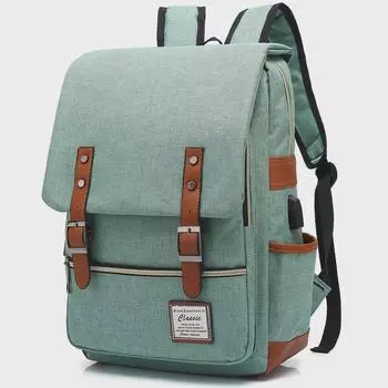 Ретро-холщовый USB-рюкзак: Унисекс, большая дорожная сумка для отдыха на природе