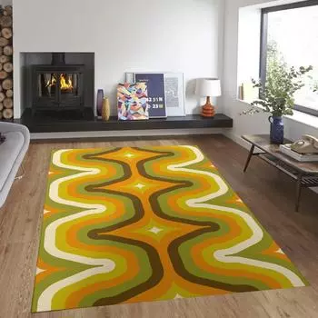 Retro Home Decor Rug 70S Aesthetic Carpet Abstract Art Bedroom Rug Balcony Corridor Non-slip Carpet Bedroom Entrance Room Mats 40X60cm-16x24in