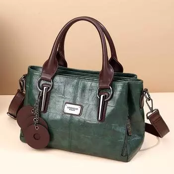 Retro Hong Kong Contrast Color Personality Hand-Carrying Third Floor Pillow Bag Dark green