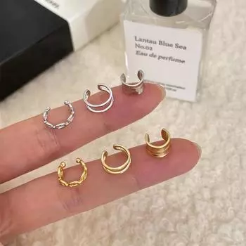 Retro Hong Kong Style 925 sterling silver earless chain ear clip women s light luxury high-end temperament fashionable and simple ear bone clip 925 silver