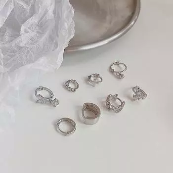 Retro Hong Kong Style 925 Sterling Silver Earrings Feminine Temperament Simple Cold Wind Personality Design Trendy ins Wind Earrings Earrings Buckle 925 silver