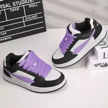 Retro Hong Kong style thick baseplate shoes women s 2025 spring new ins super fire versatile little white shoes niche casual sports shoes 35 фиолетовый