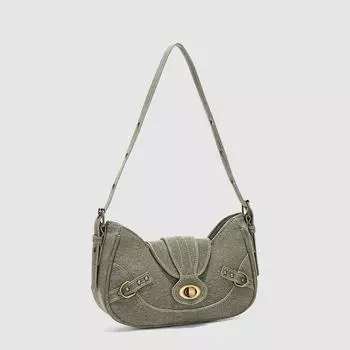 Retro Hottie Canvas Shoulder Bags Cool Girls Green Underarm Bags Women Fashion Motorcycle Handbags Armpit Bags