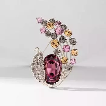 Ретро хрустальная брошь женская роскошная атмосферная булавка французский темперамент перо корсаж костюм с аксессуарами