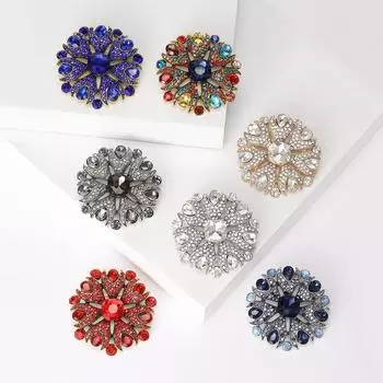 Ретро хрустальная стеклянная брошь-цветок, стильные простые аксессуары для одежды, корсаж