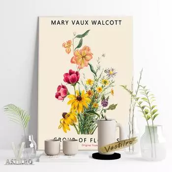 Ретро-художественная выставка-музейный плакат с цветочным принтом на холсте 21cm30cm NoFrame