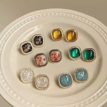 Ретро и модные женские серьги, квадратные серьги-капли масла, элитное чувство, модный темперамент, аксессуары для ушей