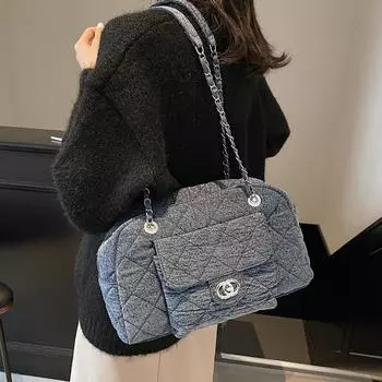 Ретро и старые джинсовые сумки, модные и простые для поездок на работу осенью и зимой, сумки подмышки, женские сумки-тоут большой вместимости светло-синий