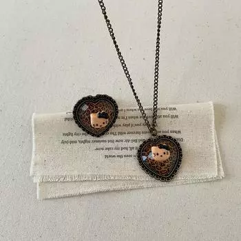 Ретро и старый леопардовый принт Love Cat ожерелье кольцо женский милый крутой стиль горячая девушка личность универсальная цепочка на шею свитер цепочка