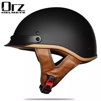 Ретро и винтажный полуоткрытый шлем для мотоцикла с сертификатом DOT для мужчин и женщин XL