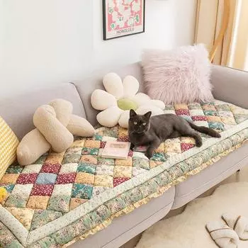 Ретро идиллический утолщенный чехол для дивана из хлопка, нескользящий чехол для сиденья, европейский чехол для дивана, полотенце для гостиной на все сезоны 70x70