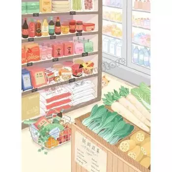 Ретро Иллюстрация Китайской Азиатской Еды Продуктовый Магазин Дим Сам Кофе Постер Холст Картина Настенное Искусство Картинки Домашний Декор Комнаты Подарок 21cm30cm NoFrame