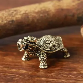 Ретро имитация латуни дракон черепаха фигурка фэншуй брелок кулон орнамент