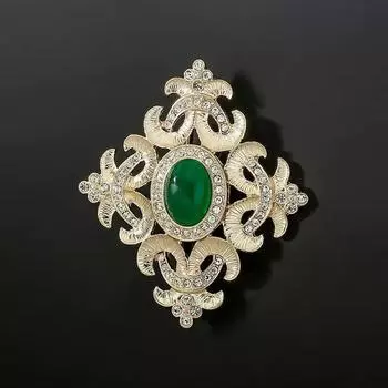 Ретро имитация винтажного стиля суда зеленая брошь, высококачественная женская изящная полая конструкция корсажная булавка высокого класса