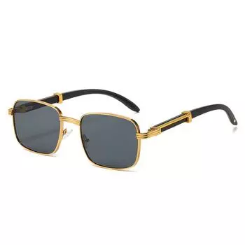 Retro Imitation Wood Grain Sunglasses Men S Square Sunglasses Women S Trend Uv-Proof Sunglasses Regular