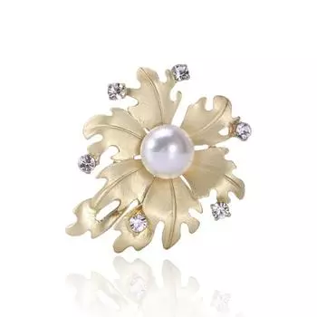 Ретро инкрустированный искусственный жемчуг кокосовый лист корсаж темперамент простая и универсальная брошь мужские и женские одинаковые аксессуары золотой