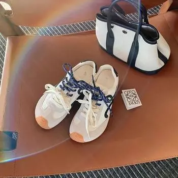 Retro inner height increase German training shoes women s 2025 new small crooked head mandarin duck lace-up versatile casual sports Forrest Gump shoes 35 бежевый