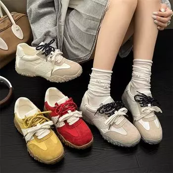 Retro inner height-increasing pearl lace shoes 2025 spring and summer new fashion color matching sports and leisure shoes women s training shoes 35 красный