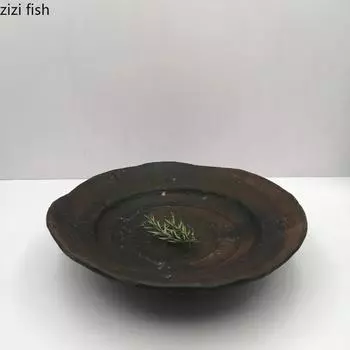 Retro Irregular Dining Plate Western Style Steak Plates Dim Sum Dish Sushi Plates Fruit Dish Salad Bowl Sashimi Plate Snack Tray
