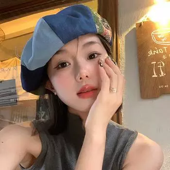 Ретро-искусство, нишевая масляная живопись, дизайн, цвет, подбор, джинсовый берет, женская летняя тонкая универсальная шляпа художника темперамента M56-58cm