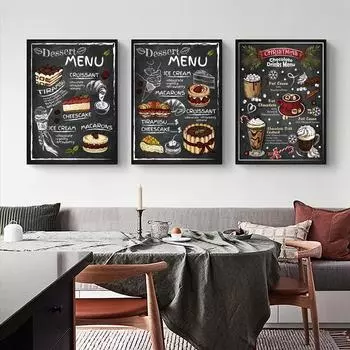 Ретро-искусство, печать на холсте, картина для бара, ресторана, настенное искусство, горячий напиток, десертное меню, постер, гостиная, украшение дома, фреска без рамки 21*30cm No Frame