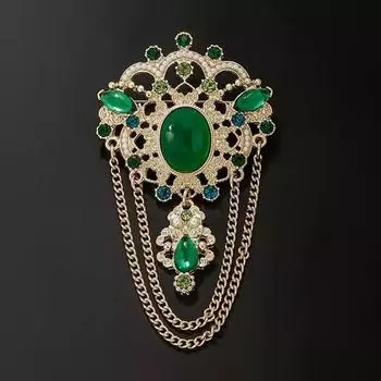 Ретро Изумрудная кисточка Брошь Женская Высококачественная Темпераментная Корсажная булавка Gong Yanfeng Денежный костюм с аксессуарами