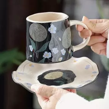 Ретро изысканные цветы керамические кофейные чашки элитный магазин десертов послеобеденный чай кофейная чашка домашний роскошный завтрак молочная чашка 280ml