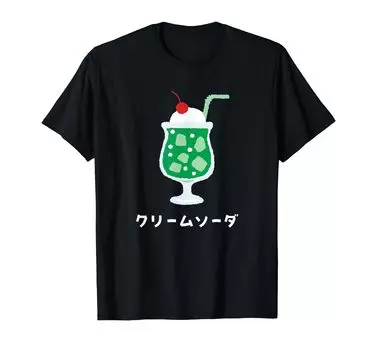 Retro Japanese Green Cream Soda Juice Drink Japan 70 s 80 s T-shirt чёрный