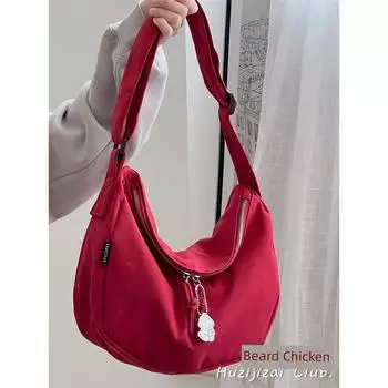 Retro Japanese Large Capacity Casual Crossbody Bag Burgundy