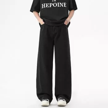 Retro Jeans Spring New Style Men s Loose Straight Wide-leg Pants Versatile Casual Pants S