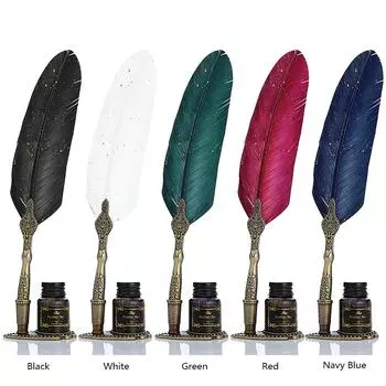 Ретро-каллиграфия перьевая ручка с набором из 2 перьев перьевая ручка для письма креативная винтажная канцелярия классическая текстура подарочная коробка синий